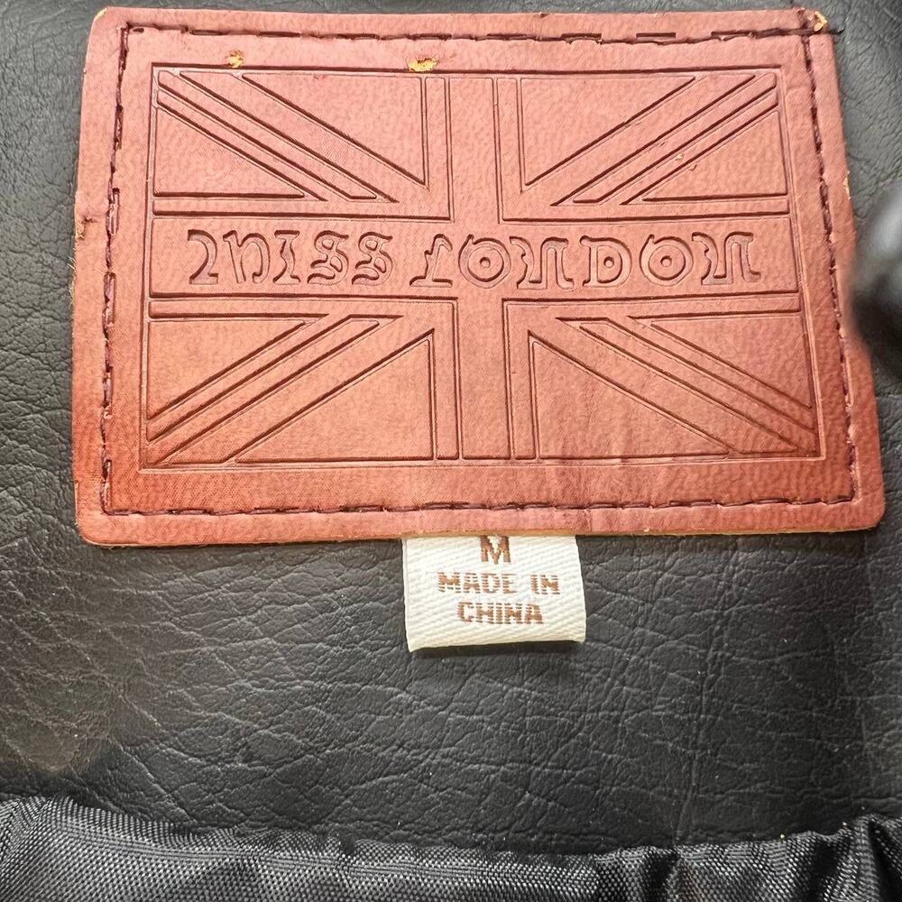 Miss London Faux Leather Moto Jacket Size Medium - Picture 8 of 13